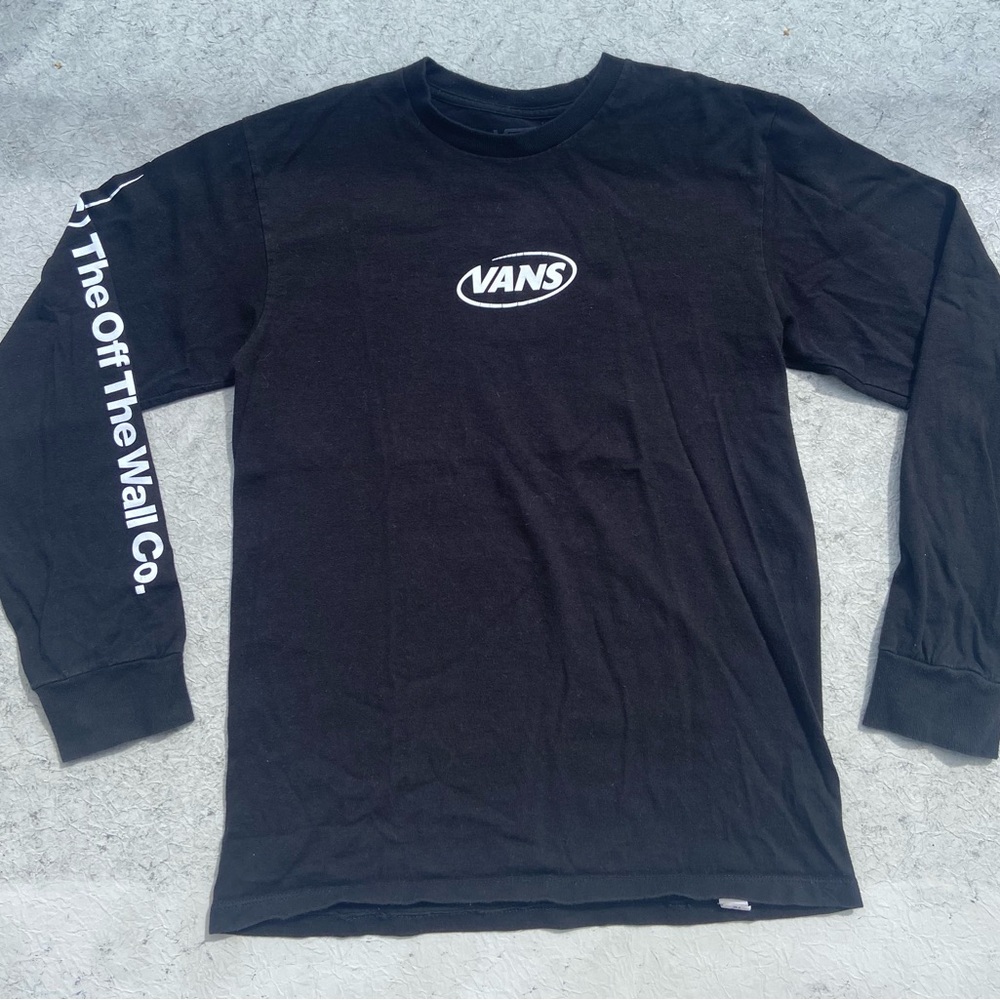 Vans Black Long Sleeve Tee with White Logo